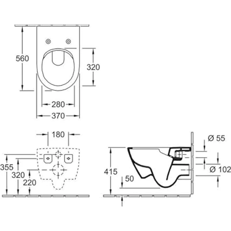 Villeroy & Boch Wand-WC SUBWAY 2.0 tief, 370 x 560 mm, spülrandlos, DirectFlush weiß – Bild 2
