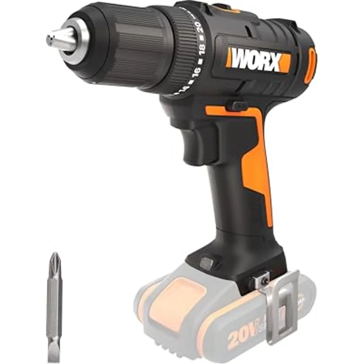 Worx Akku-Bohrschrauber WX108.9, 1600 U/min, 20+1 Drehmoment, ohne Akku & Ladegerät – Bild 2