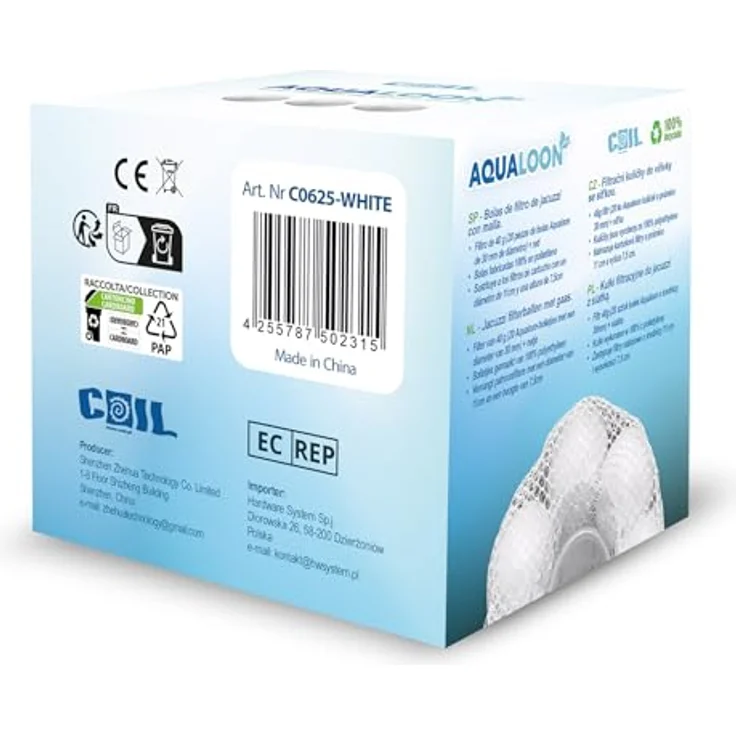 COIL Pool Filterbälle, Ökologischer Wasserfilter, Kompatibel mit Typ VI Bestway und Intex Typ S1, 20 Stück, Wiederverwendbar, Weiß – Bild 9