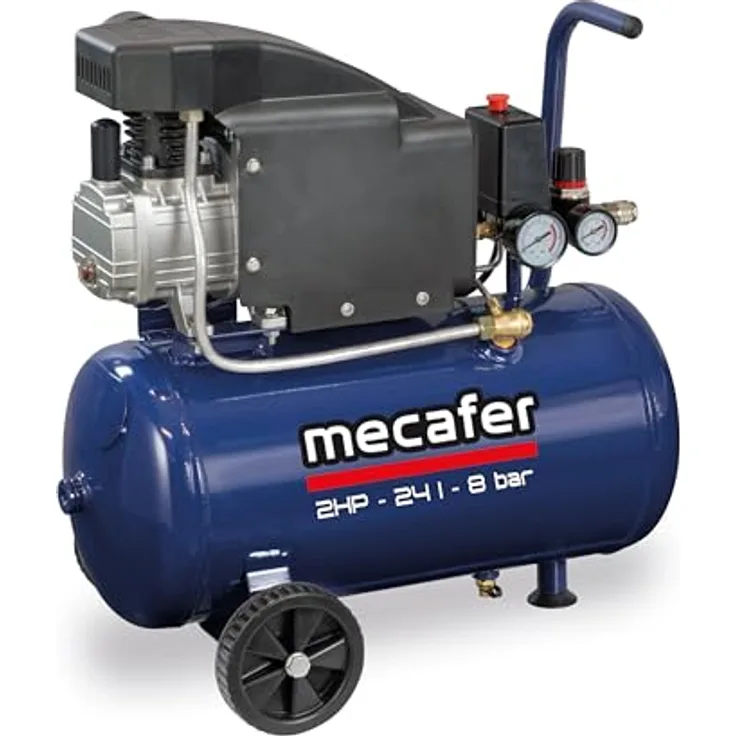 MECAFER 425793, Kompressor 24 L, 2 PS, 8 bar, blau, für halbprofessionelle Anwendungen