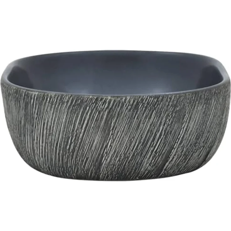 vidaXL Aufsatzwaschbecken, Oval Waschbecken mit Muster, Handgefertigt Waschtisch Waschschale für Badezimmer, Handwaschbecken Spülbecken, Schwarz Grau 47x33x13 cm Keramik – Bild 5