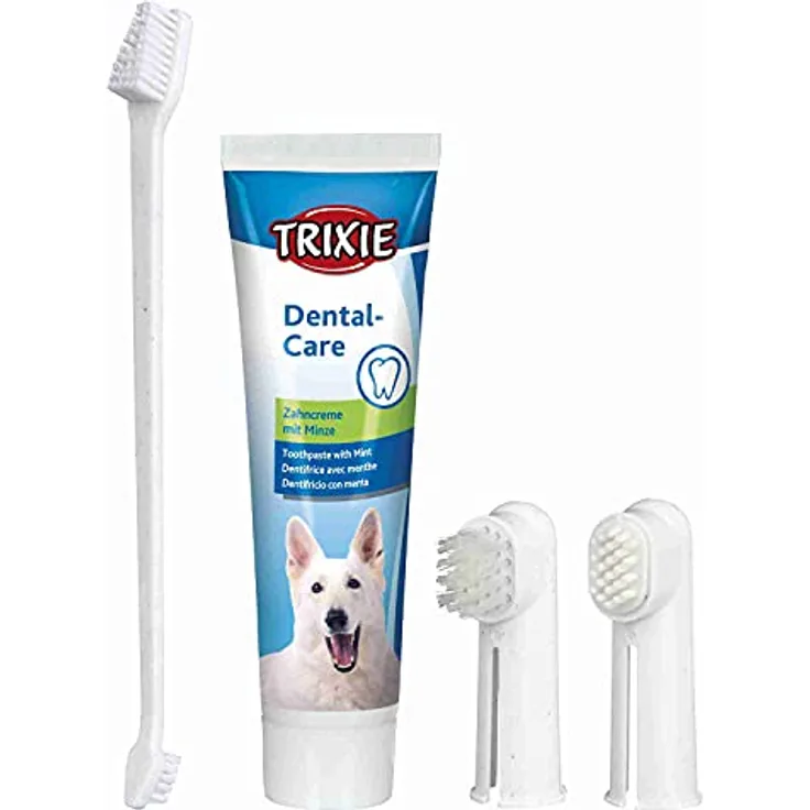TRIXIE Zahnpflege 4 Stück Satz für Hund, Für die Rundum-Pflege der Hundezähne