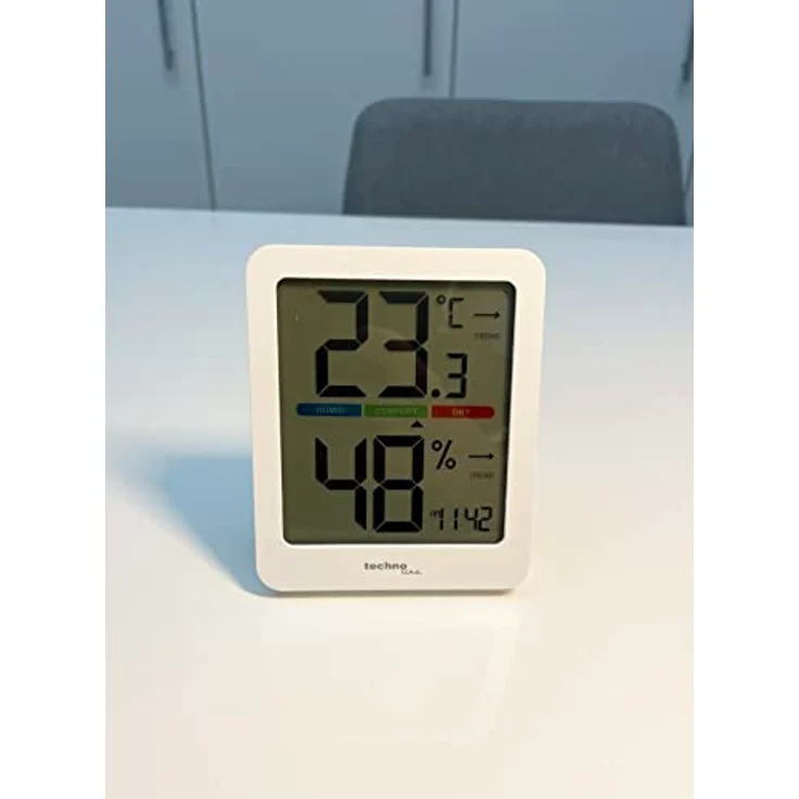 TECHNOLINE ES 9456 Thermo-Hygrometer, kompakt mit Magnethalterung, Temperatur -9,9°C bis 49,9°C, Luftfeuchtigkeit 20% - 95%, orange Hintergrundbeleuchtung – Bild 3