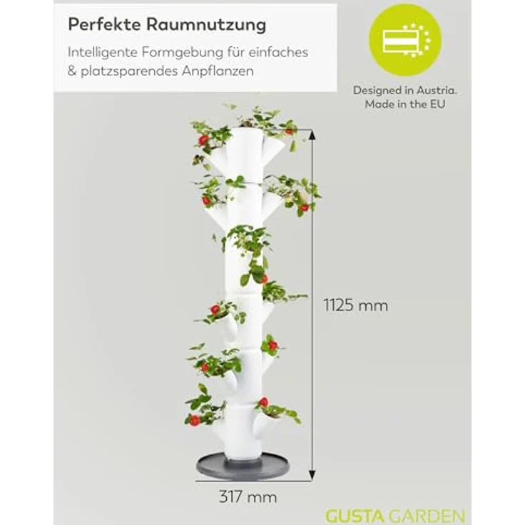 Gusta Garden SISSI STRAWBERRY classic, vertikales Pflanzsystem für Erdbeeren mit 6 Etagen, inkl. Wasserauslaufschutz & Wasserleitsystem, anthrazit – Bild 6