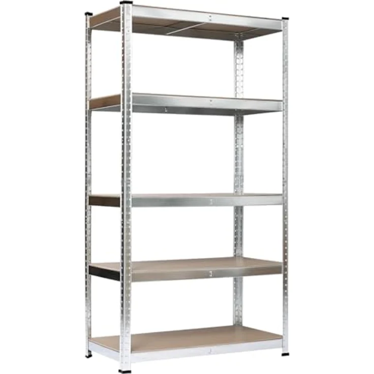SCHULTE Regalwelt Schwerlast-Steckregal, 5 MDF-Böden à 150 kg Traglast, verzinkt 180 x 120 x 40 cm – Bild 1
