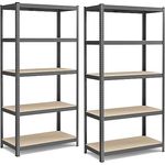 SONGMICS Schwerlastregal, 2er Set, Stahl, kein Werkzeug erforderlich, bis 600 kg belastbar, 50 x 100 x 200 cm, grau