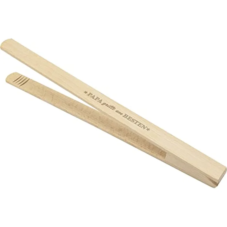 GRUSS & CO Grillzange Motiv "Papa"| Holzgrillzange, Grillzange aus Buchenholz, 30 cm, mit eingebranntem Motiv | Geschenk Küche, Grillen, Vatertag | 47815