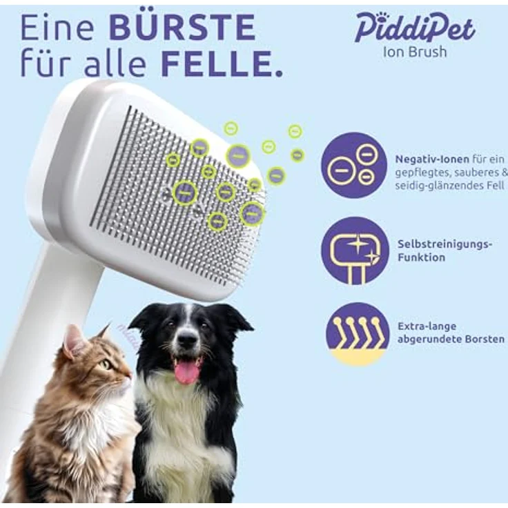 Mediashop PiddiPet IonBrush Ionen Tierhaarbürste, selbstreinigend mit Ionen-Generator, für sanfte und statikfreie Fellpflege bei Hund & Katze – Bild 2