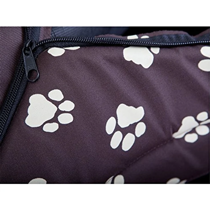 HobbyDog Hundehaus Hundehütte für mittelgroße Hunde - Katzenhaus, Katzenhöhle - mit herausnehmbarem Dach - Tierhaus für Katzen und Hunde für Drinnen/Indoor 60 x 55 x 60 cm [XL] Braun mit Pfoten – Bild 5