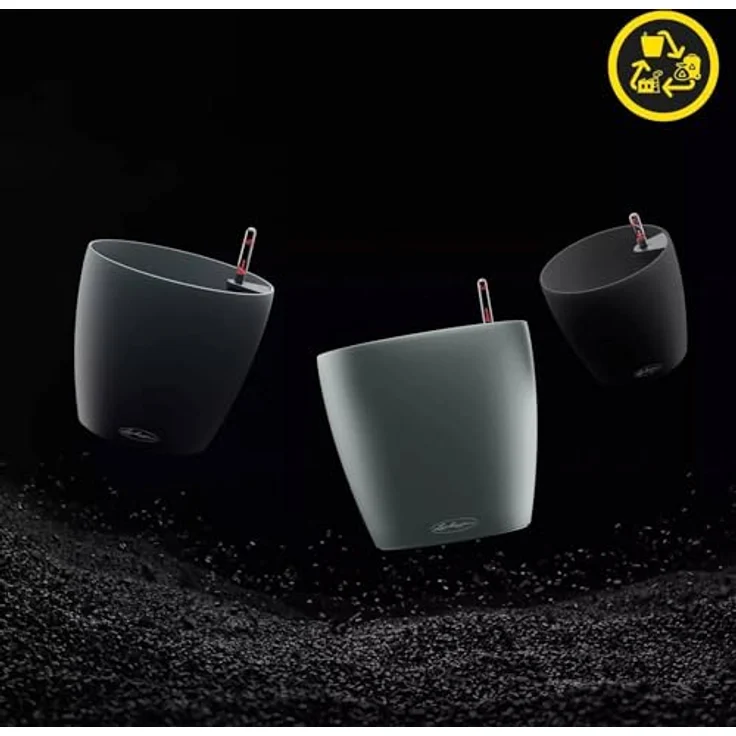 LECHUZA Classico Color ECO 21 Pflanzgefäß Dungelgrau, mit Bewässerungssystem und Wasserstandsanzeiger, aus 100% recyceltem Kunststoff, matte Oberfläche, Ø 21,5 x 20,5 cm – Bild 4