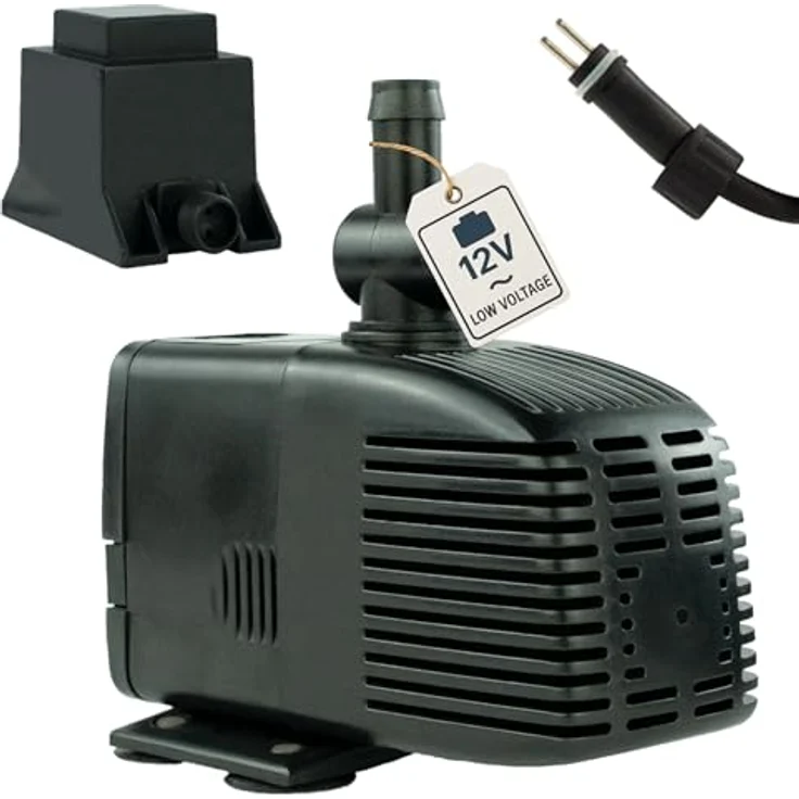 KERRY Wasserpumpe 12 V – 1000 L/H | 17 Watt | 7m Kabel | 170 cm Förderhöhe | Schwarz | Teichpumpe | Wasserspielpumpe | Zimmerbrunnen | Brunnenpumpe | Springbrunnen-Pumpe – Bild 2