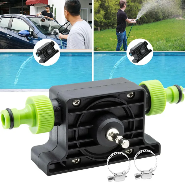 Casativo Bohrmaschinenpumpe, Tauchpumpe für Wasser mit bis zu 1200 L/h, Klick-System, inkl. 2 Schlauchadaptern und Metall-Schellen