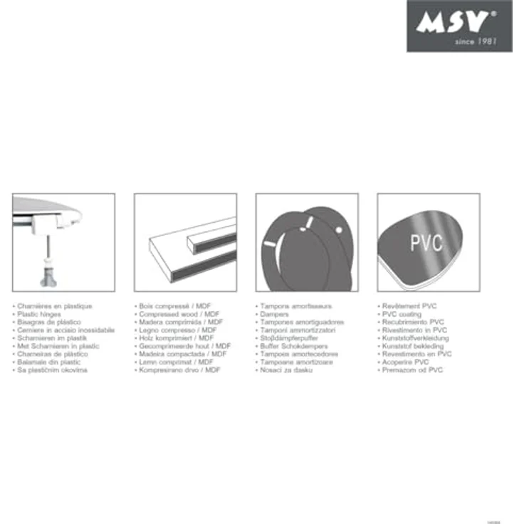 MSV WC-Sitz Pinie, 45 cm x 37 cm, MDF in Braun mit stabilen Scharnieren und Anti-Rutsch Noppen – Bild 7