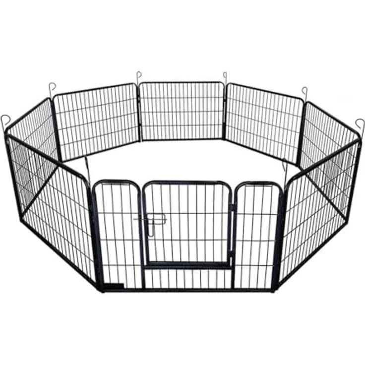 Home Deluxe Welpenauslauf BARKI 80 x 60 cm Schwarz mit Türverriegelung und abgerundeten Ecken - Welpenspielplatz für drinnen und draußen – Bild 1