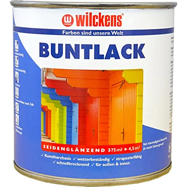 Wilckens Farben Acryl-Buntlack, seidenglänzend, 375 ml, licht- und wetterbeständig, für Innen- und Außenbereich