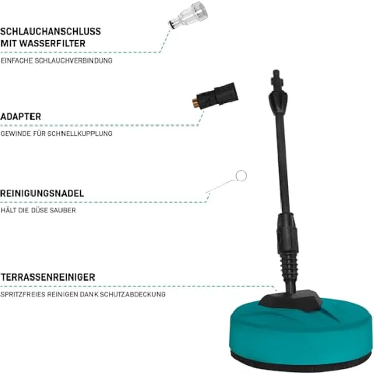 VONROC Hochdruckreiniger V24 PW512AC, 2400W, max. 180 bar, 420 l/h, 11-tlg. Set mit Druckregler, Schlauchtrommel und Aluminium-Pumpe – Bild 9