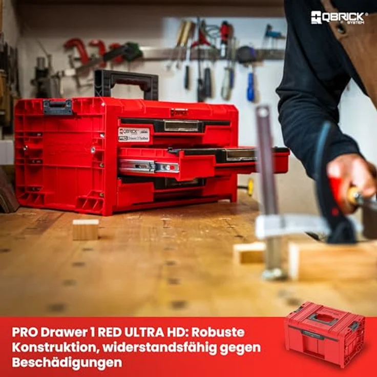 QBRICK System Werkzeugkoffer PRO Drawer 1 Toolbox 2.0 Basic RED Ultra HD Custom 450 x 310 x 244 mm, praktischer Werkzeugkoffer mit individueller Anpassungsfähigkeit – Bild 3
