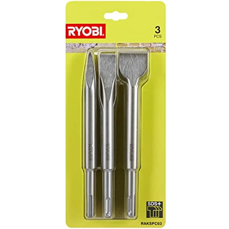 Ryobi RAKSPC03 SDS+ Meißel-Bits (3 Stück) für Ryobi-Modelle R18SDS, RSDS680, RSDS800, RSDS1050, SDS+ Bits mit 200 mm Spitzmeißel, 20 mm x 200 mm Flachmeißel, 35 mm x 200 mm breiten Meißel – Bild 2