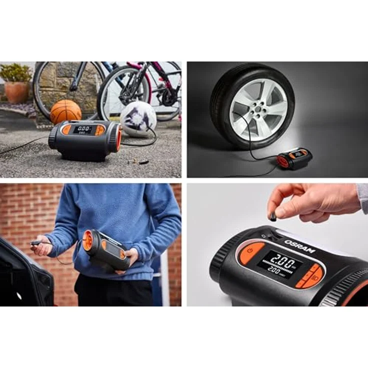 Osram OTI2120 Kompressor TYREinflate 2120, schneller Reifenfüller mit digitalem Display und Auto-Stopp-Funktion, 3 m Kabel, flexibel 60 cm Schlauch – Bild 12