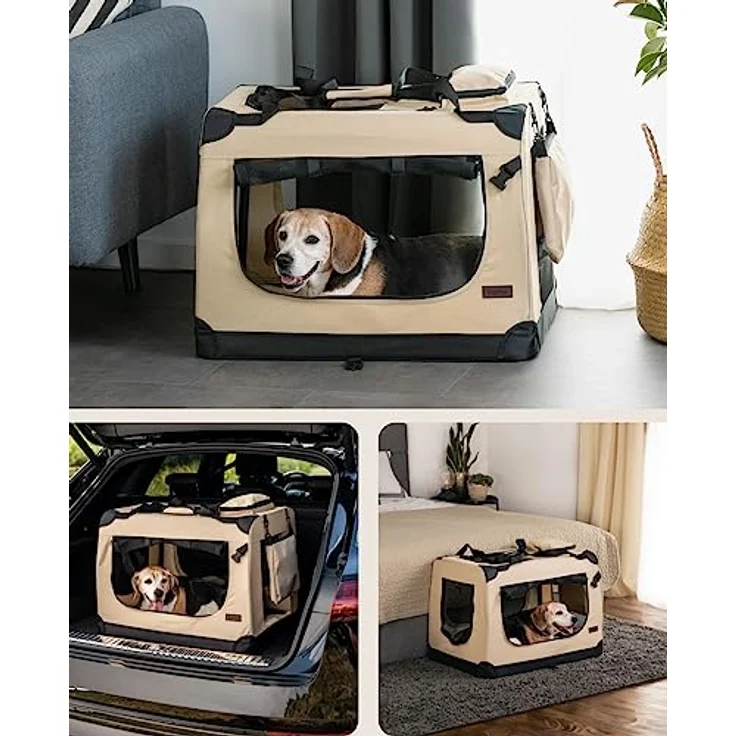 lionto Hundetransportbox Hundetasche Hundebox faltbare Kleintiertasche, (L) 70x52x50 cm beige – Bild 2