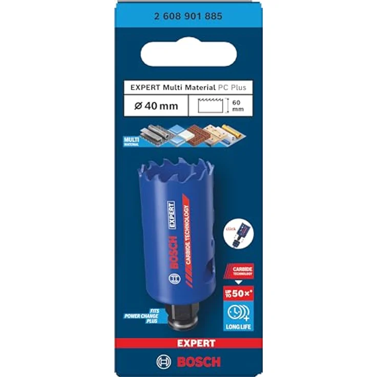 Bosch EXPERT Multi Material Power Change Plus-Lochsäge, Ø 40 mm, für Holz mit Metall und Ziegelstein, überragende Lebensdauer, Professional Zubehör Bohrmaschine – Bild 4