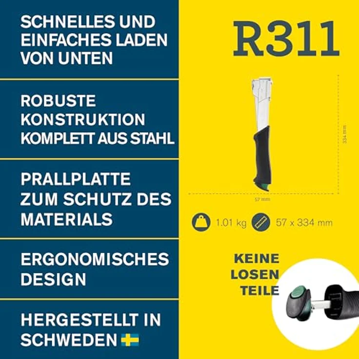 Rapid R311 Hammertacker, Profi Schlagtacker Typ 140 für Flachdrahtklammern 6-12mm, robuster Ganzstahl mit ergonomischem Griff – Bild 2