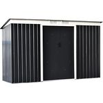 Outsunny Gerätehaus, Gartenhaus, Geräteschuppen mit Schiebetür, Lüftungsfenster, Pultdach, Outdoor, Stahl, Dunkelgrau, 280 x 130 x 172 cm