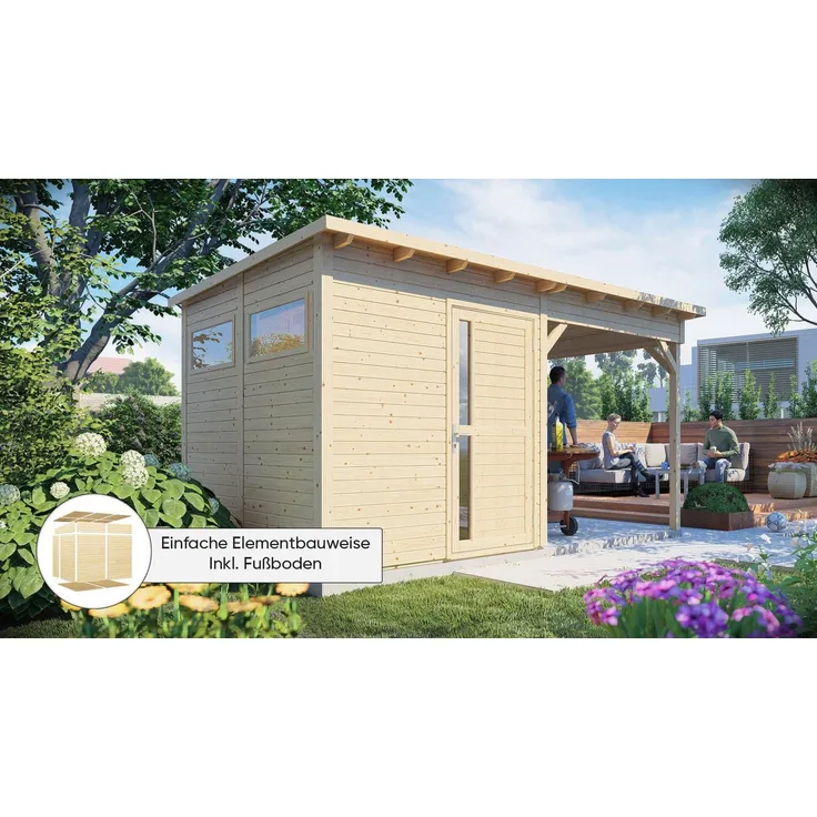BERTILO Gartenhaus Pentus 2, BxT: 468x265 cm, (Set) - Elementbauweise, Pultdach, naturbelassen
