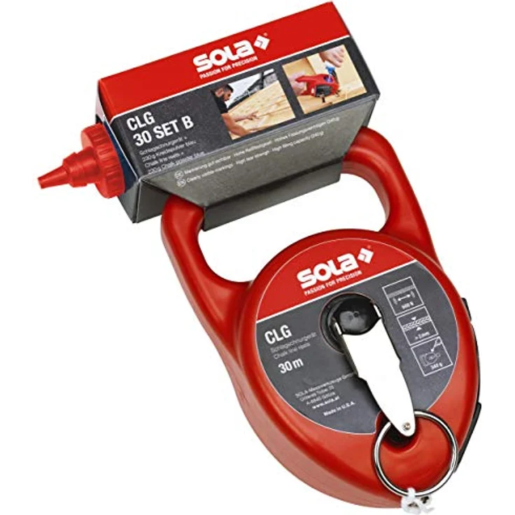 Sola CLG Schlagschnur Set ROT, 30 Meter Markierschnur mit rotem Kreidepulver, hohe Reißfestigkeit und hervorragende Hafteigenschaft – Bild 2