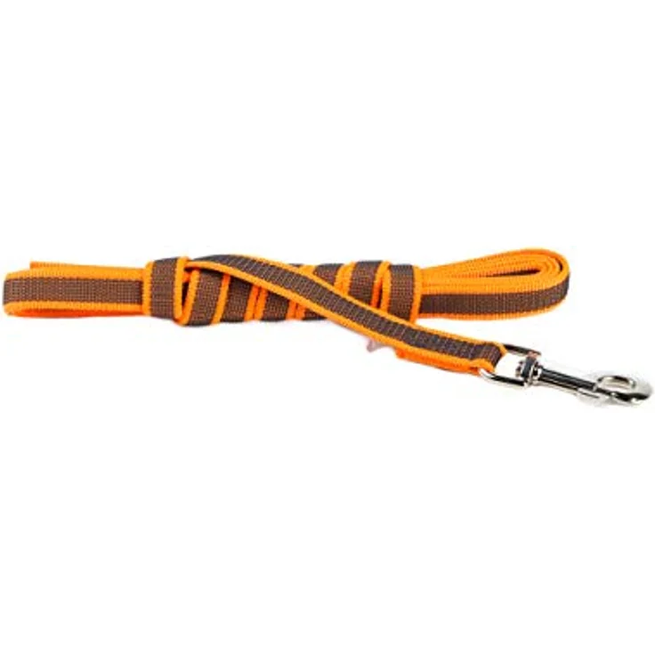 JULIUS K-9 IDC Color & Gray gumierte Leine, 20 mm x 3 m ohne Schlaufe, strapazierfähiger Textilstoff, Orange-Grau – Bild 1