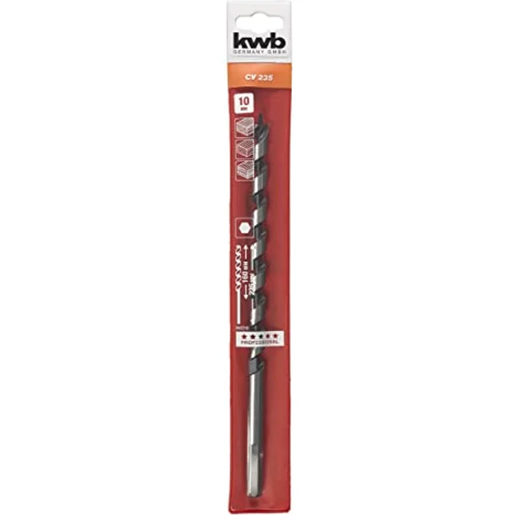 kwb Schlangenbohrer Ø 10,0 mm, 235 mm Länge, 6 mm Sechskantschaft, präzisionsgeschliffen, selbstanziehende Gewindespitze, schwarz – Bild 1