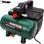 PARKSIDE® Silent Kompressor PSKO 68, tragbar 550W, 6-Liter-Kessel, stufenlos regelbar bis 8 bar, leise mit 56,7 dB + HEADNMORE® Schlüsselanhänger im HEADNMORE® Bundle