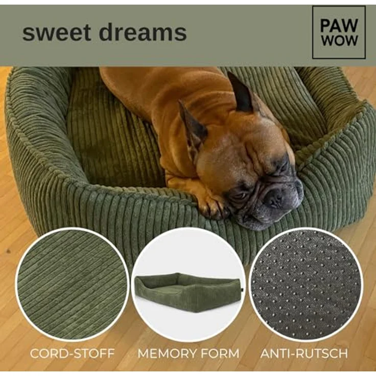 PAW WOW Anton Hundebett | Orthopädisches Hundebett für mittelgroße und große Hunde (Olive, 100x70cm) – Bild 3