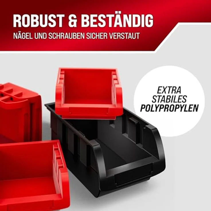 Deuba Wandregal mit Stapelboxen 32 tlg Box Starke Wandplatten Erweiterbar Werkstattregal Werkzeuglochwand – Bild 4