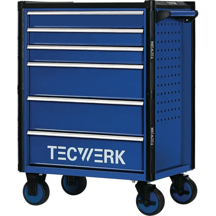Tecwerk Werkzeugwagen TREND 2.0, robuster Werkstattwagen mit 6 Schubladen, automatischem Schubladeneinzug und Zylinderschloss, schwarz