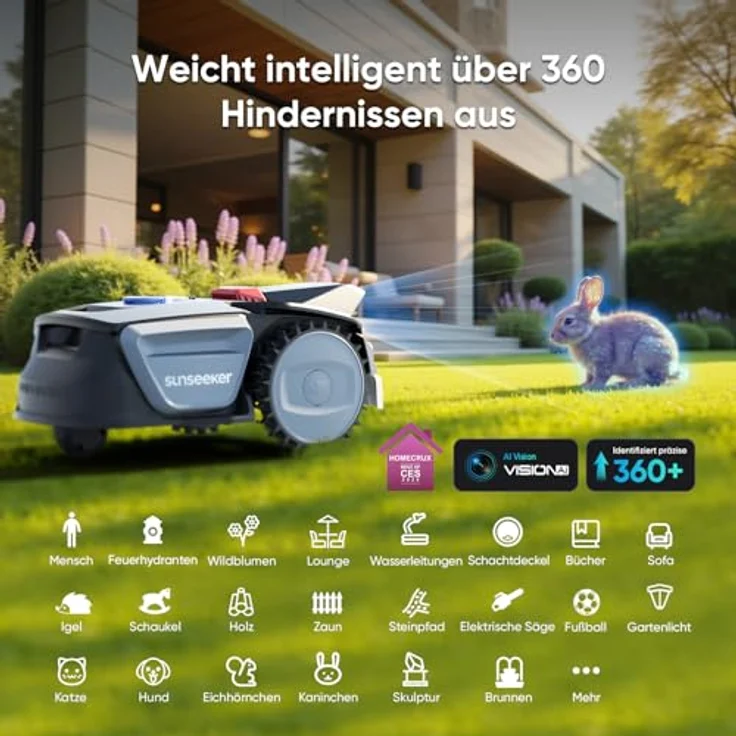 Sunseeker Mähroboter 'V1', kabellose Rasenpflege für Gärten bis 300 m², mit ReadyGo-System und Garage – Bild 3