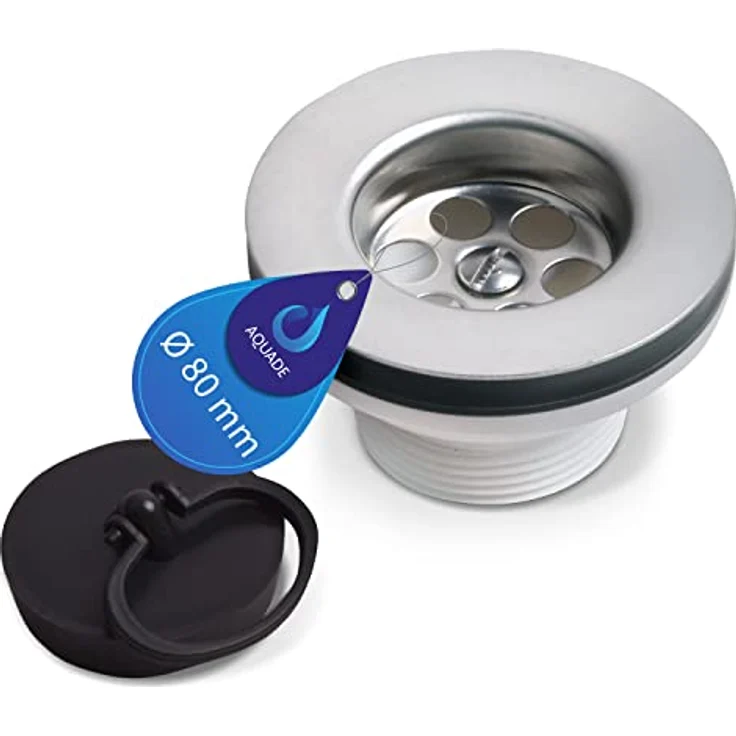 AquaDE Stopfen-Ventil AQUADE Universalventil 1 1/2" für Spülbecken und Spülwanne, aus hochwertigem Kunststoff, weiß – Bild 2