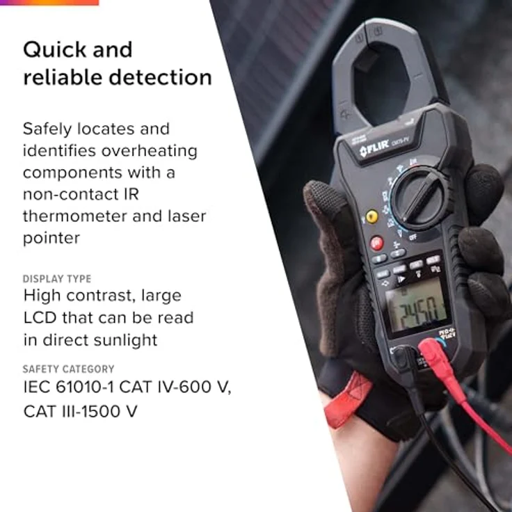 FLIR CM78-PV, CAT III 1500 V Solar-Stromzange mit METERLiNK-Konnektivität für gewerbliche und industrielle elektrische Inspektionen, inkl. IR-Thermometer – Bild 3