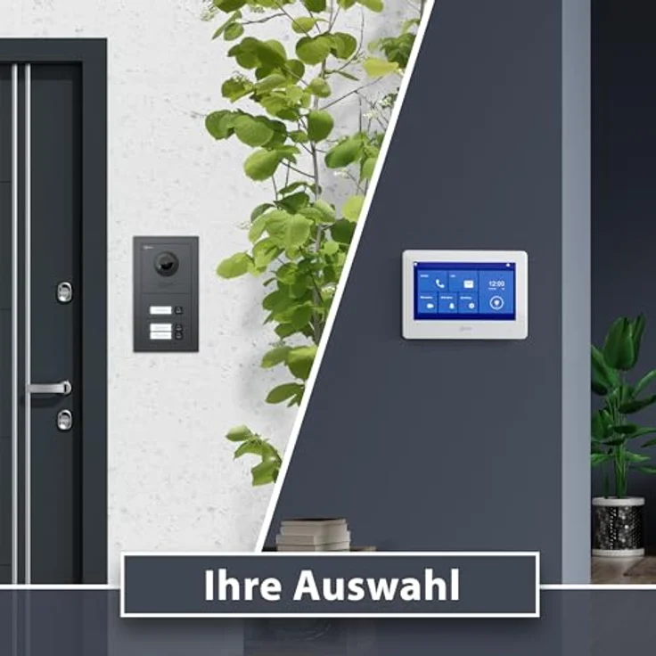 Goliath Intercom Video-Türsprechanlage Basic-Line, 7-Zoll HD Monitor in Weiß/Schwarz, 2-Draht, für 3-Familienhaus mit App-Funktion und 170° Kamera – Bild 5