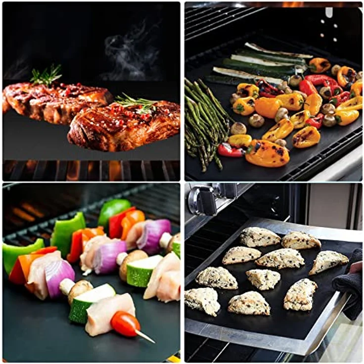 Homealexa Grillmatte 5er Set, Antihaft BBQ Grillmatten 40x33cm, wiederverwendbar, PFOA-frei, hitzebeständig bis 260°C für Gasgrill und Holzkohlegrill – Bild 5