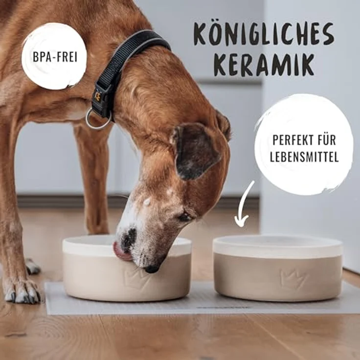 Rudelkönig Hundenapf Keramik 900ml 2er Set - Handgefertigter, rutschfester Futternapf mit lebensmittelechter Glasur, ideal für große und kleine Hunde – Bild 3