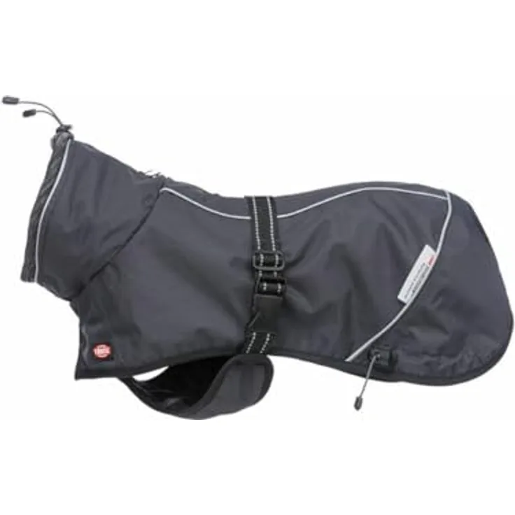 Trixie Calvi Hundemantel, Schwarz, L: 55 cm, wasser- und winddicht, mit reflektierenden Streifen