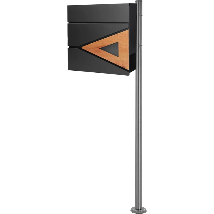 ML-Design Standbriefkasten mit Zeitungsfach, Edelstahl Silber, freistehender Briefkastenständer 120 cm, einschließlich Zylinderschloss und wetterfester Schutzklappe