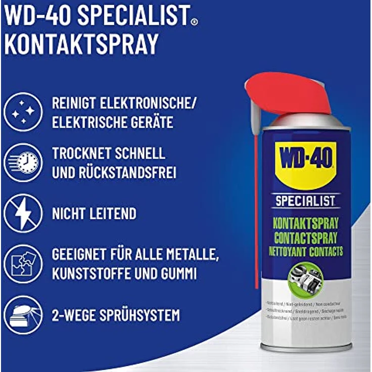 WD-40 Kontaktspray 'Specialist', 300 ml, schnell wirkend, nichtleitend, für elektronische Geräte, hinterlässt keine Rückstände – Bild 2