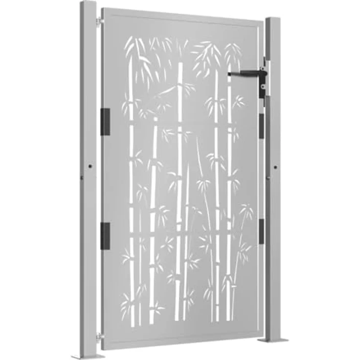 vidaXL Gartentor 105x130 cm Cortenstahl Bambus-Design, Rostige Farbe, abschließbar – Bild 3