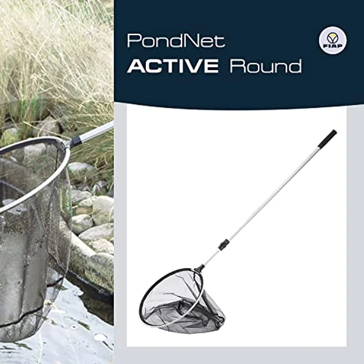 FIAP PondNet Active Round, Profi Teichkescher mit Teleskopstiel (600-1800 mm), d: 350 mm, robustes feinmaschiges Netz zur Teichreinigung und Fischfang – Bild 2