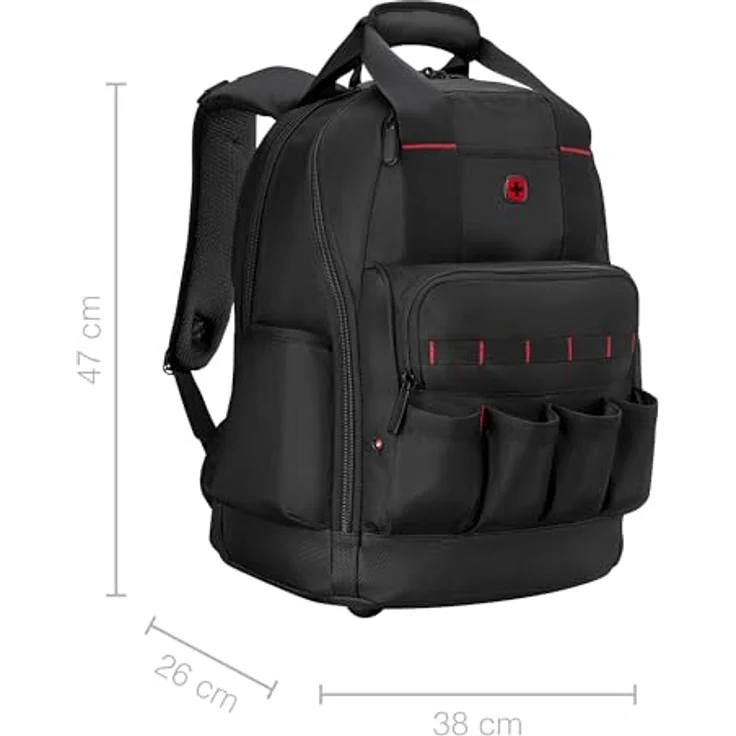 WENGER Tool Backpack Advanced, Werkzeugrucksack mit 16 Zoll Laptopfach, großem Hauptfach und Tool Organizer, Schwarz, 34 l, 1,7 kg – Bild 2