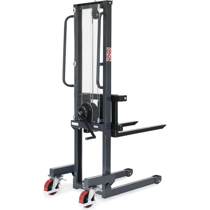 Fetra Handwinden-Stapler 6852, Transportwagen mit 500 kg Tragkraft, stabiler Profilstahl-Konstruktion, anthrazitgrau RAL 7016