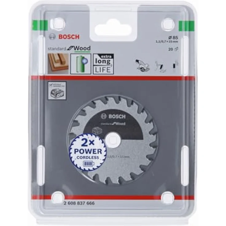 Bosch Professional Kreissägeblatt Standard for Wood (Holz, 85 x 15 x 1,1 mm, 20 Zähne, Zubehör Akku Kreissäge) – Bild 2