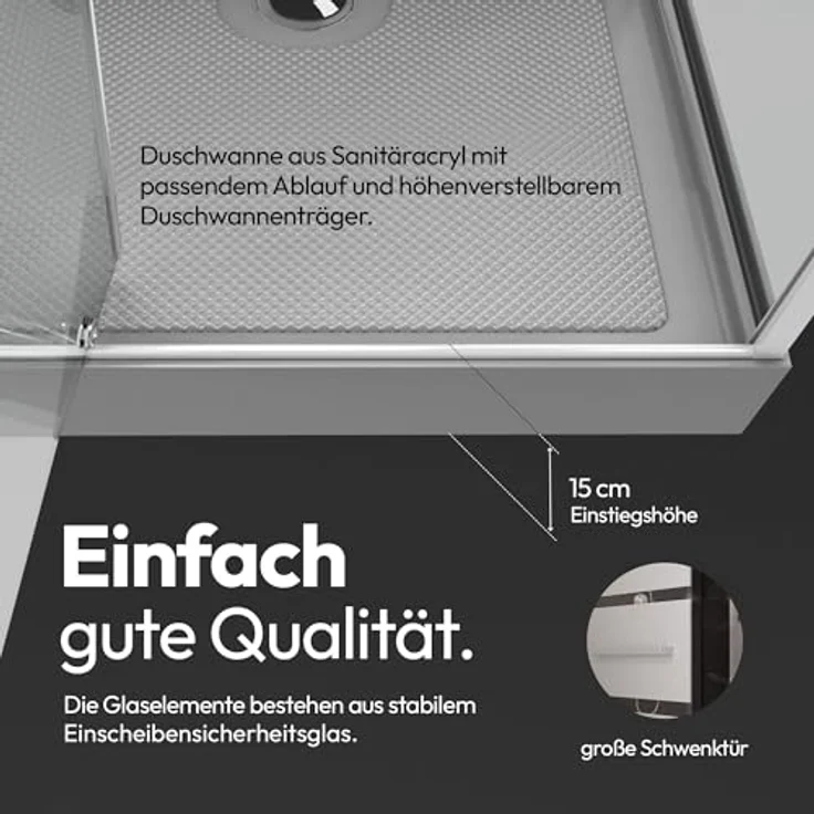 Marwell Komplettdusche Dusy, BxT: 70x70 cm, Einscheibensicherheitsglas, inkl. Armaturen, elegantes Design in edlem Silber – Bild 7